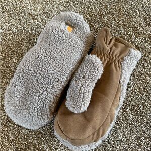 Carhartt Cozy Gray and Brown Mittens